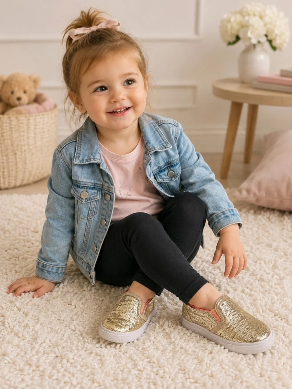 Cat & Jack Toddler Girls Gold Metallic Slip-On Sneakers Size 6